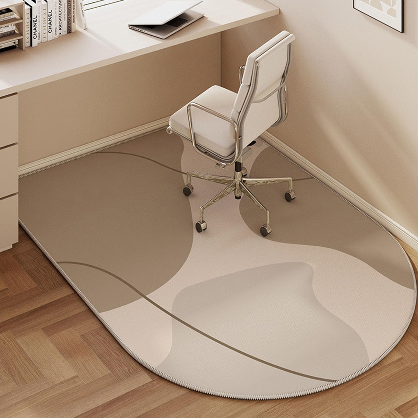 Odot Cream Style Office Chair Mat for Carpeted and Hardwood Floor Protector, Non-Slip Computer Gaming Rolling Chair Desk Mat Multi-Purpose Protection Carpet for Study, Office (Cream,100x120cm)