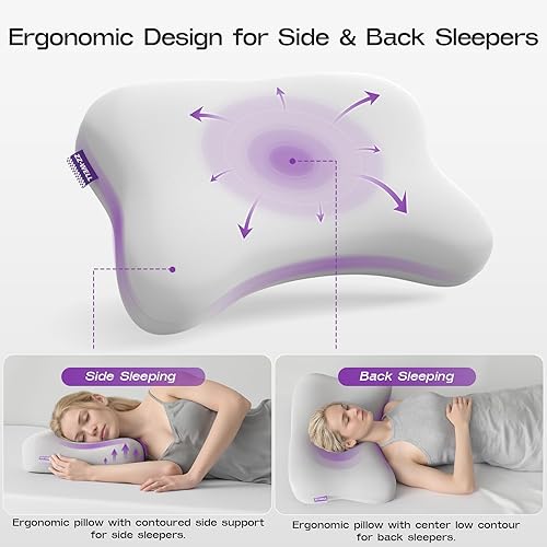 Miniatura 2 de Almohada cervical para dormir de lado para dormir, almohada cervical patentada con funda de enfriamiento, almohadas curvadas de espuma viscoelástica