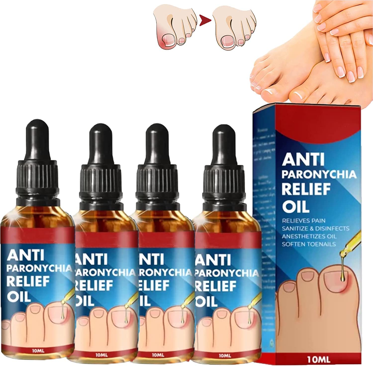 German Toenailplus Anti Paronychia Relief Oil,10ML Anti Paronychia Relief Oil, Ingrown Toenail Drops, Nail Helper Ingrowth Toenail Correction Treatment Oil Zehennagel Tropfen (4PC)