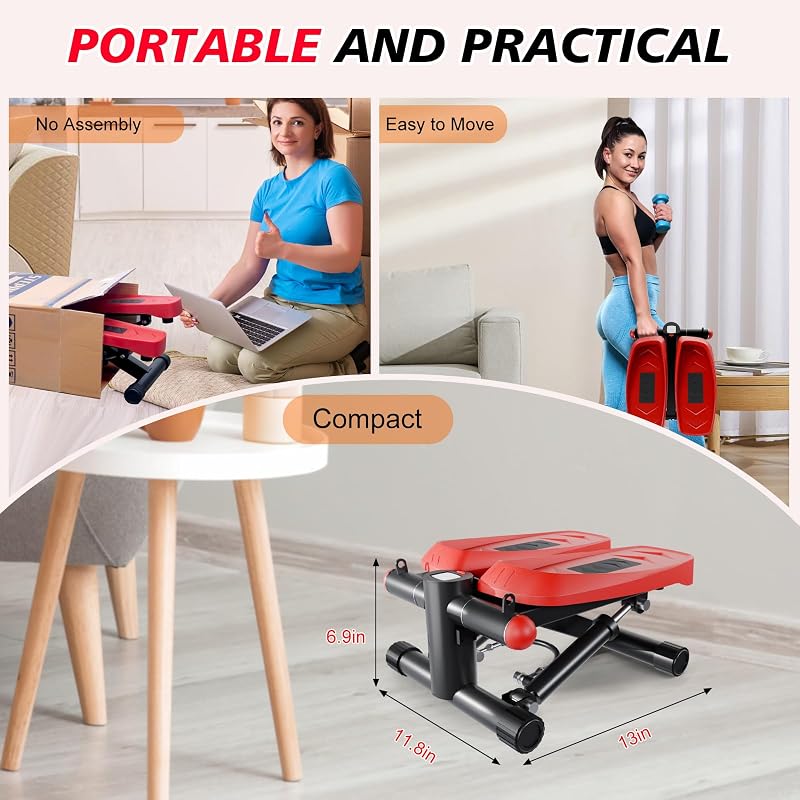 Vannect Mini Stepper Otthoni Edzéshez Erőkötélekkel és Kijelzővel