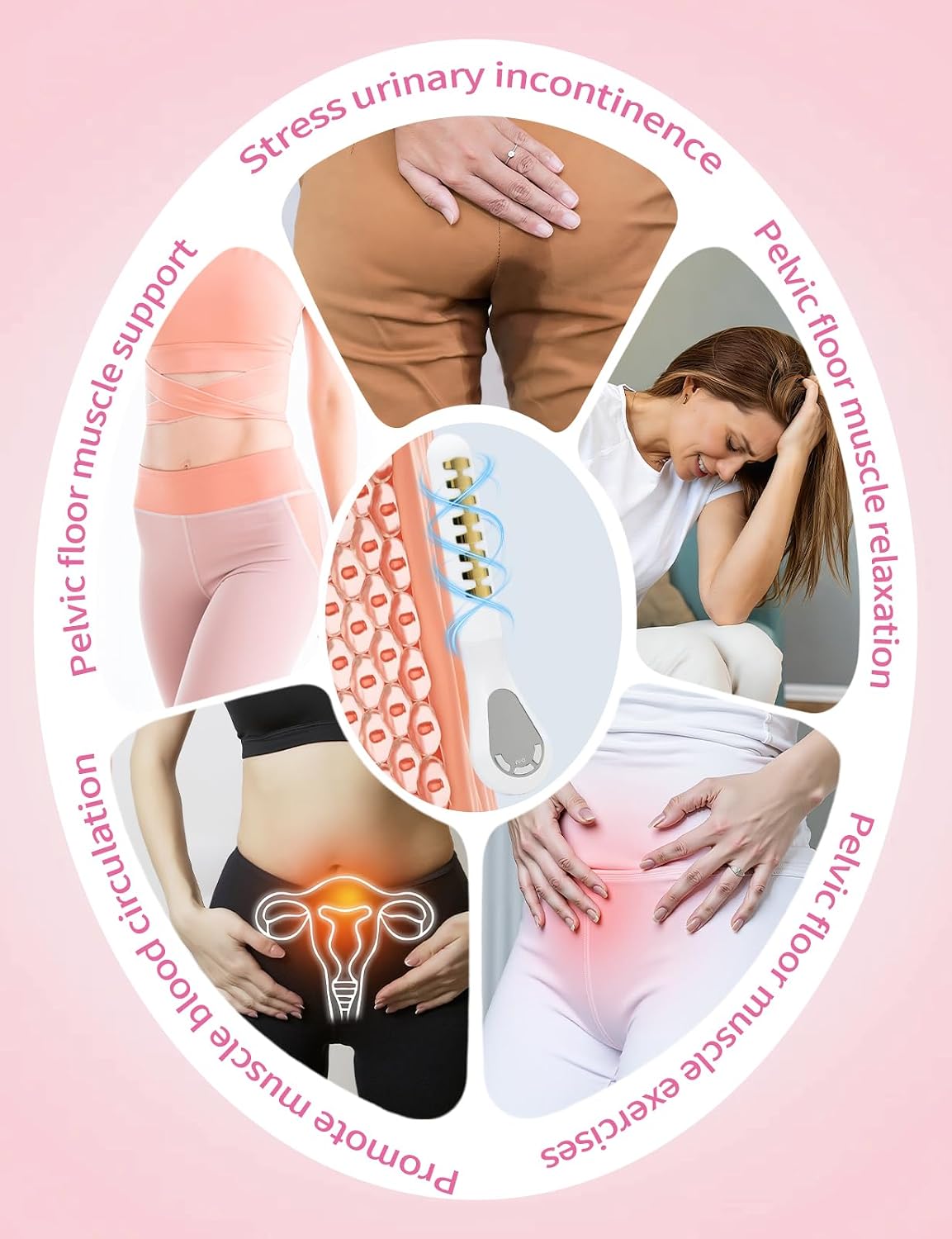 Pelvic Muscle Trainer Incontinence Treatment Device Electric Kegel Exerciser for Women Pelvic Floor Muscle Strengthening Stimulator for Bladder Control and Postpartum Recovery