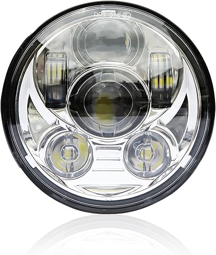 Faro LED proyección Wisamic 534 pulgadas 5.75 pulgadas Daymaker para motocicletas Harley-Davidson 9 piezas foco, Plateado