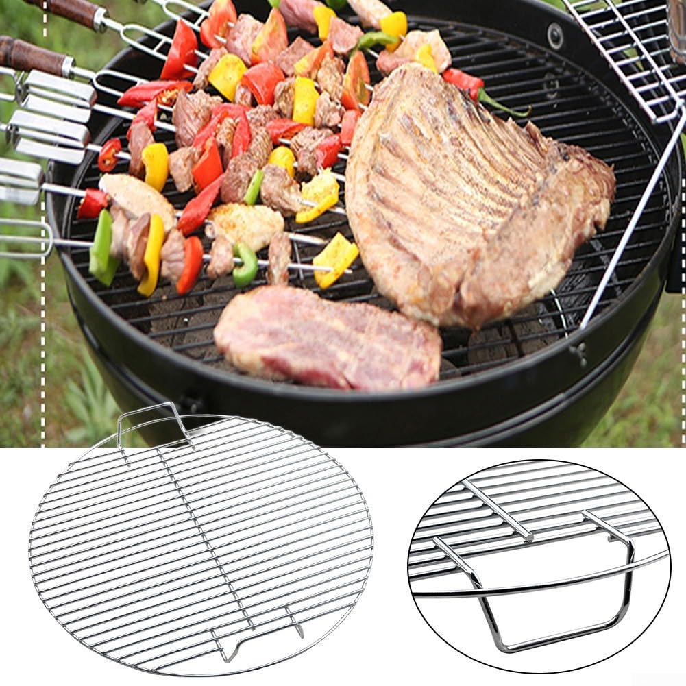 Grille ronde en acier inoxydable conçue pour une cuisson efficace en plein air parfaitement dimensionnée à 44 à 5 cm