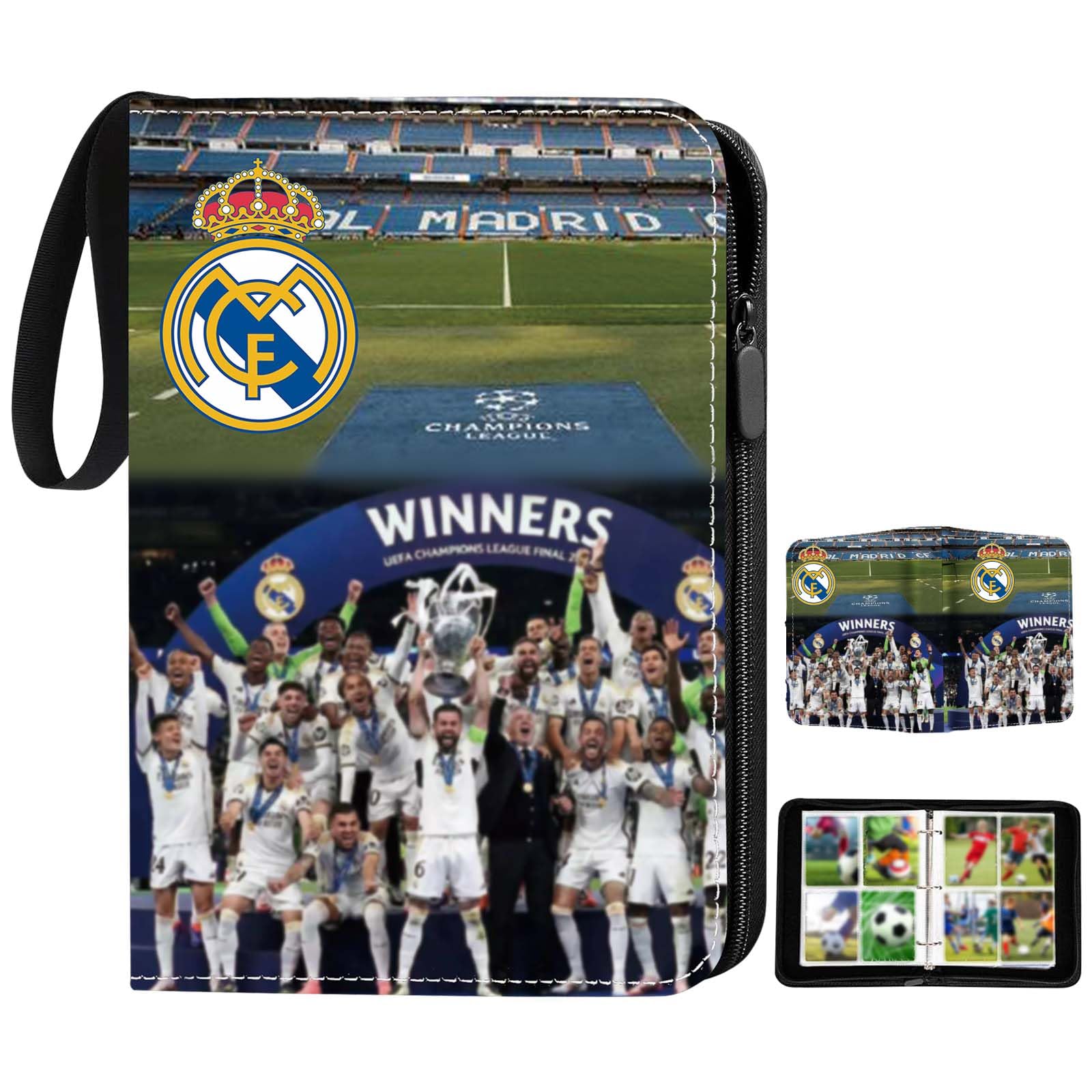 Album Cartes Football PU 50 Pages (400 Cartes) - Avec Fermeture éclair Et Poignée, Thème FC Barcelone