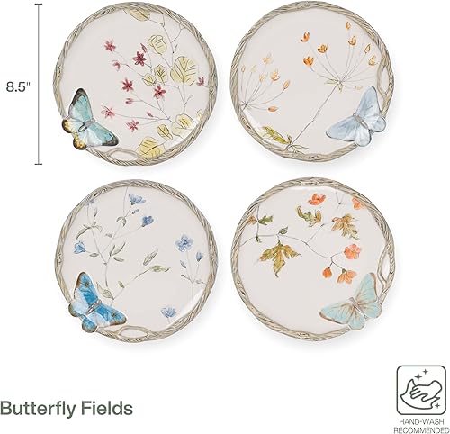 Miniatura 2 de Fitz & Floyd Butterfly Fields - Plato de ensalada, juego de 4, 8.5 pulgadas, color azul