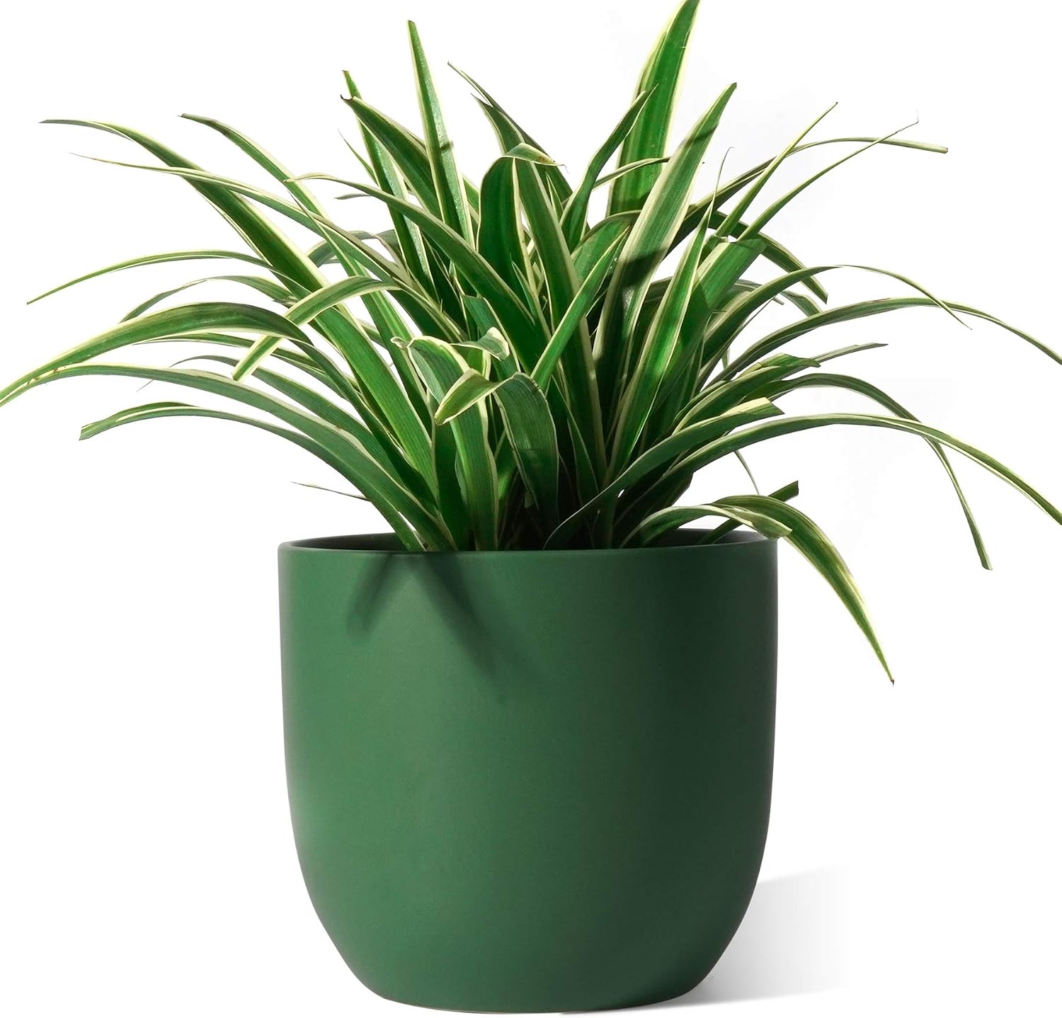 POTEY Ceramic Plant Pot 7 Inch Modern Round Decorative Indoor Planter with Drainage Hole and Plug for All House Plants - 809, Green