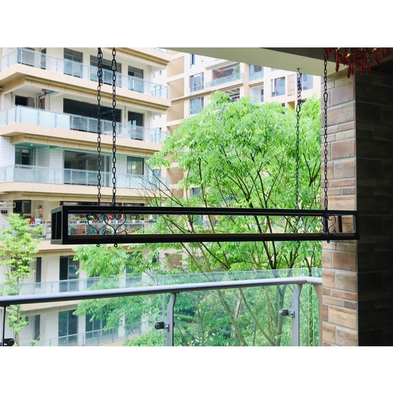 DASHADAO porte-verre à vin suspendu avec rails de rangement en bois de fer