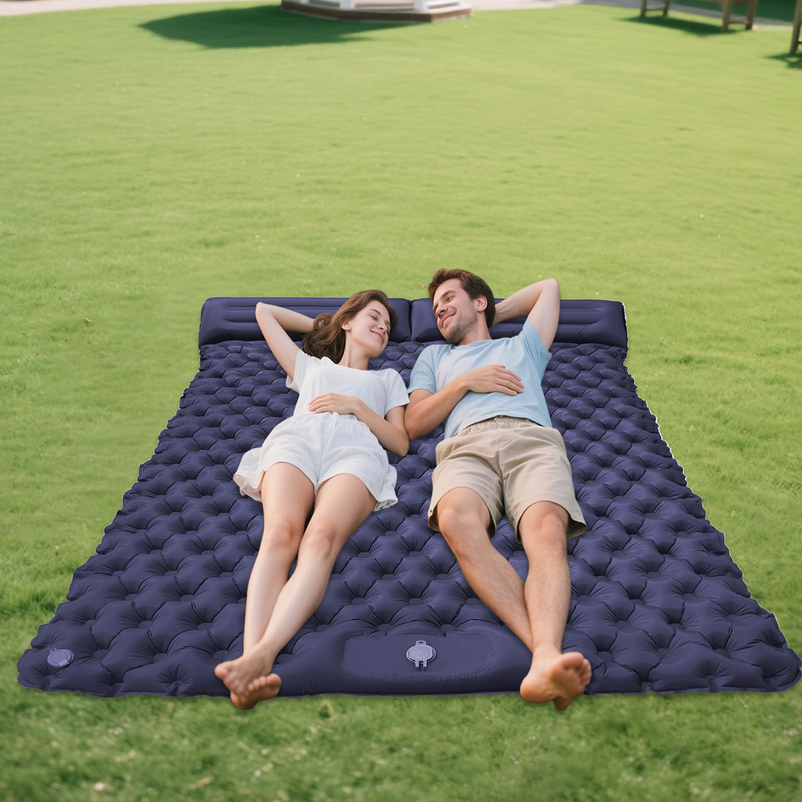 Colchoneta de Inflable con Almohada, Suministros Ligeros para mochileros para Viajes, Coche, Senderismo, Tienda de campaña al Aire Libre