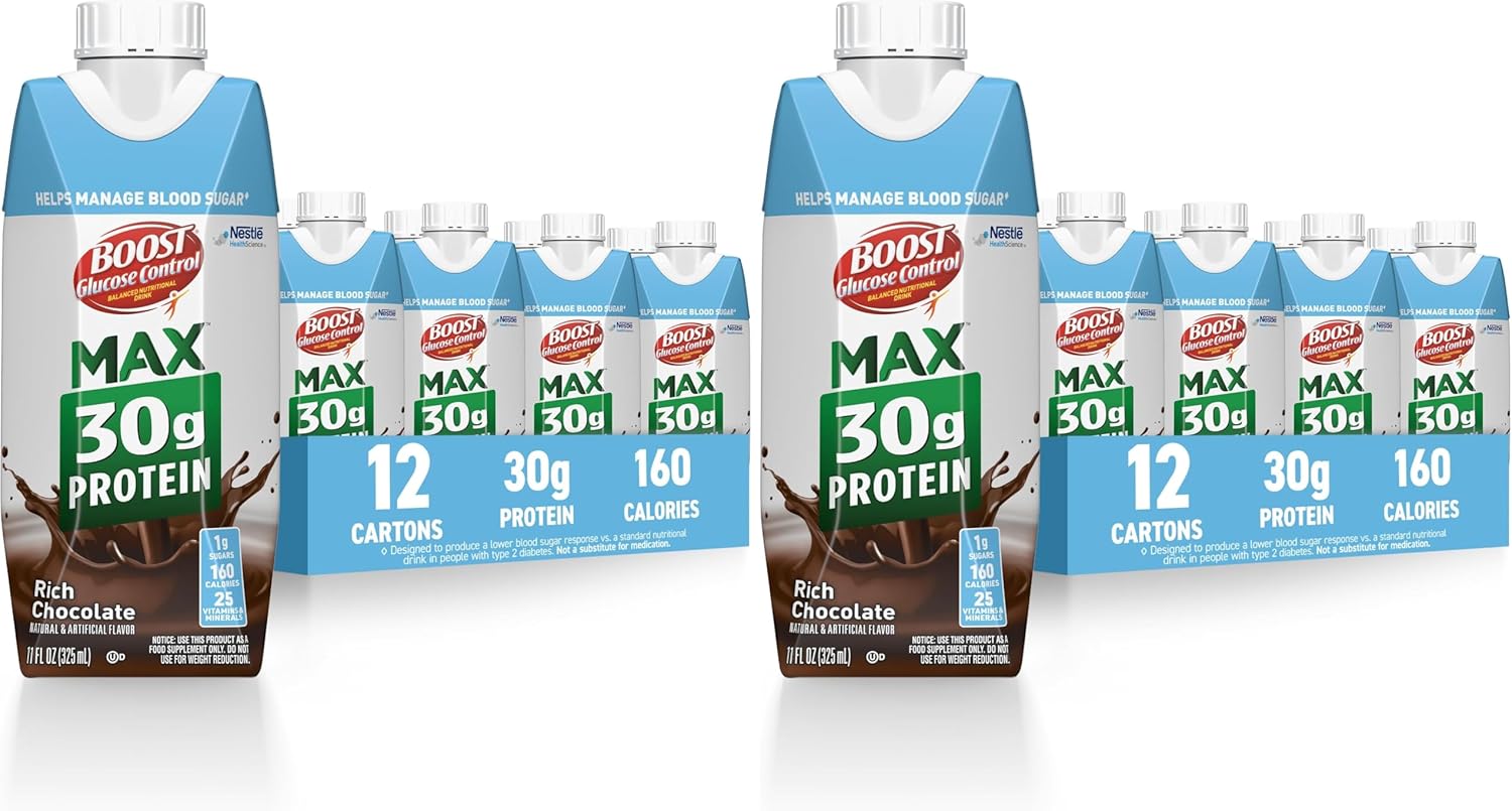 BOOST Glucose Control Max 30g Protein Nutritional Drink,Rich Chocolate,11 Fl Oz,Packaging May Vary,(Pack of 24)