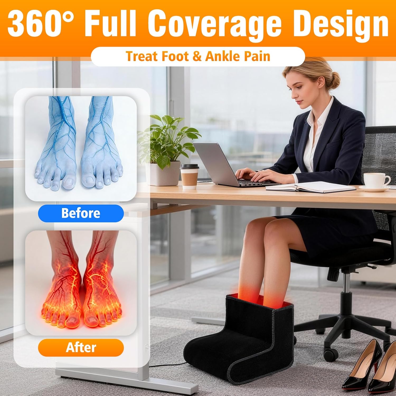 Red Light Therapy for Feet, 320 Dual Wavelength 3 in 1 Chip LEDs, with Adjustable Controller Full Coverage Foot Infrared Therapy Device for Ankle Heel Plantar Joint Muscle Relief