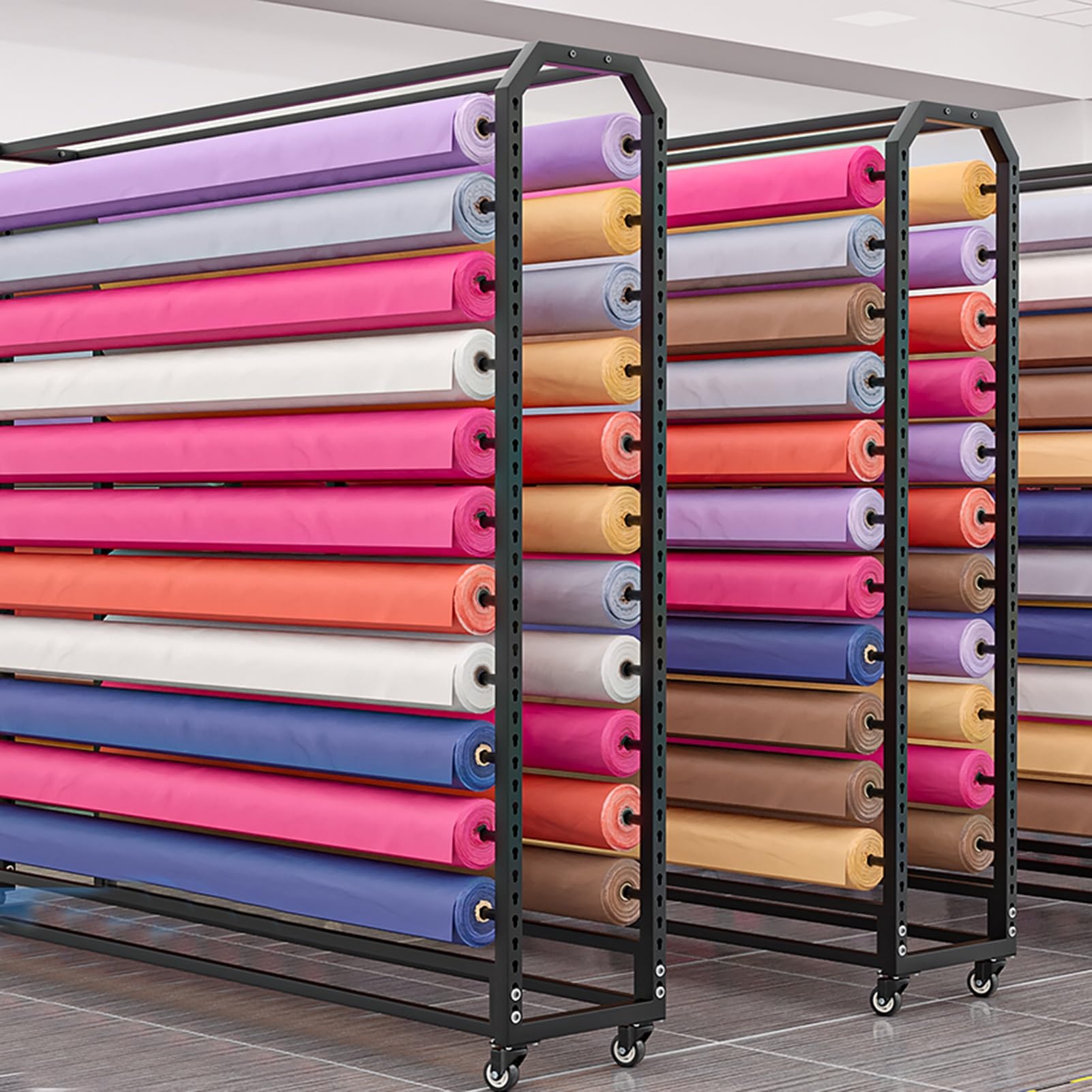 Duży, Komercyjny Organizer Na Rolki Tkanin, Mobilny, Wytrzymały, Stalowy Regał Do Przechowywania Winylu, Skóry, Folii Okiennych I Tapet(170x45x173cm-12Rod)