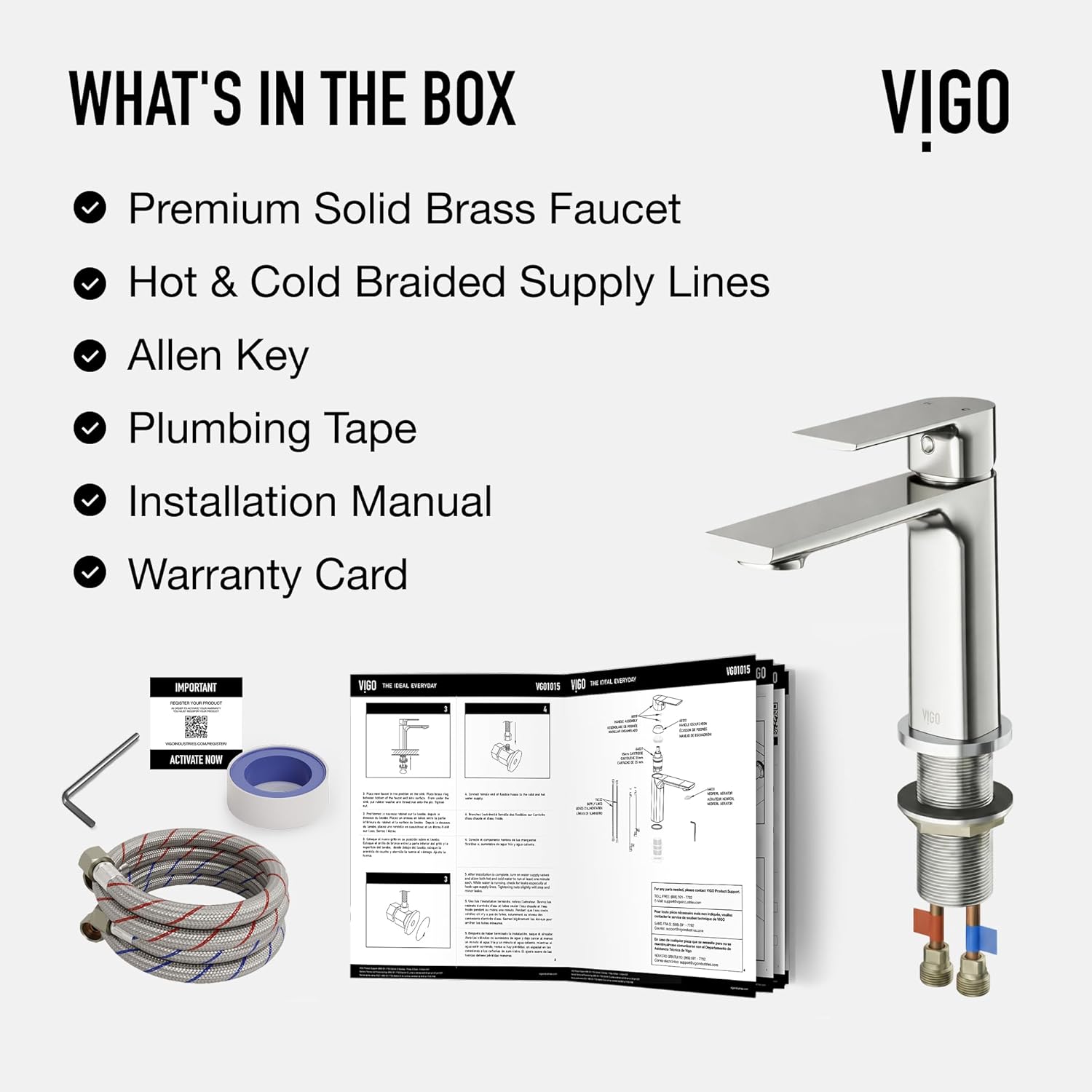 VIGO Davidson 6'' H Single Handle Single-Hole Bathroom Faucet in Brushed Nickel-VG01043BN