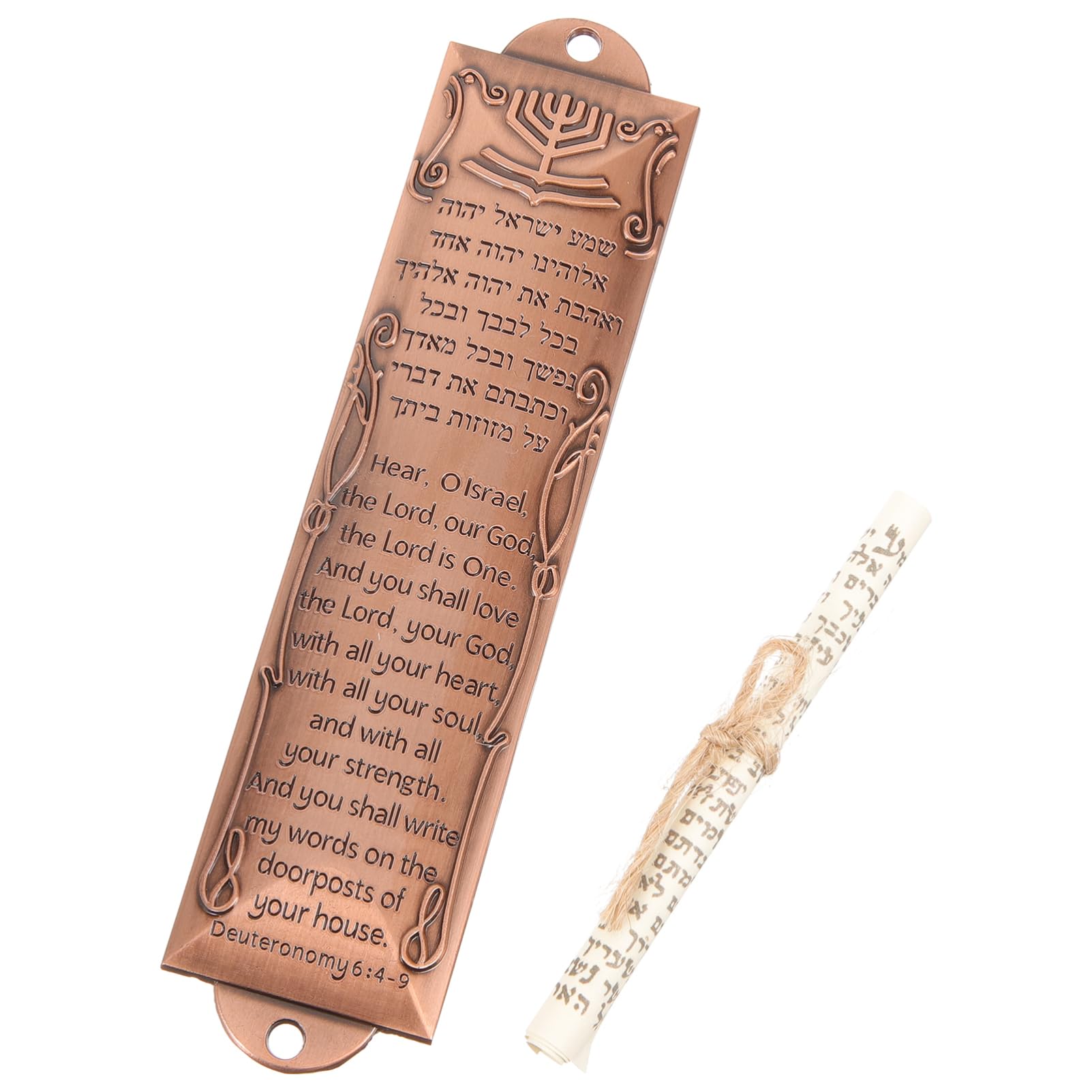 Luxshiny Creative Retro Mezuzah Decoration Antique Metal Mezuzah for Home Jewish Blessing Symbol Unique Religious for Housewarming Hanukkah Finish