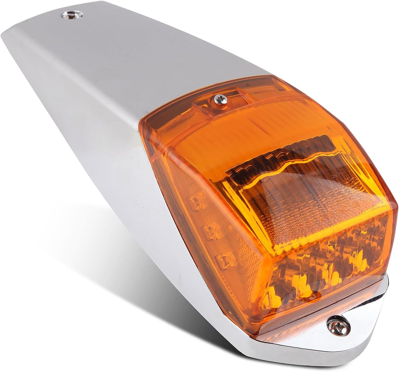 5Pcs Truck Cab Marker Lights 17 LED Amber Top Roof Running Lights Clearance w/Chrome Base Truck Trailer Lights Replacement For Peterbilt Freightliner Kenworth Cab Marker Lights 12V Waterproof