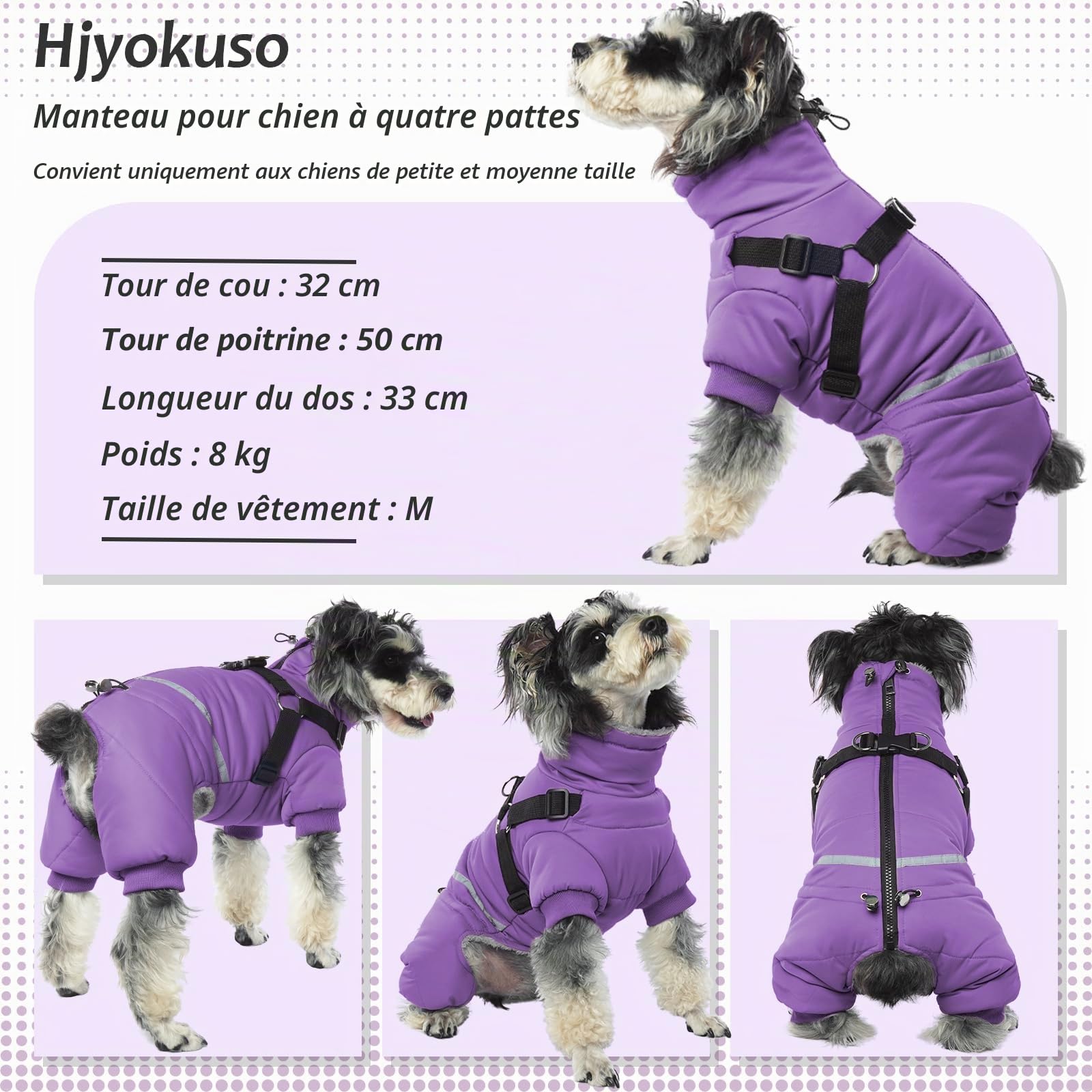 Manteau Chien Imperméable, Manteau pour Chien, Manteau Chien avec Harnais, Manteau Chien Hiver, Manteaux d'hiver pour Chiens, Vetement Chien pour Chihuahua Bouledogue Francais - S-XL