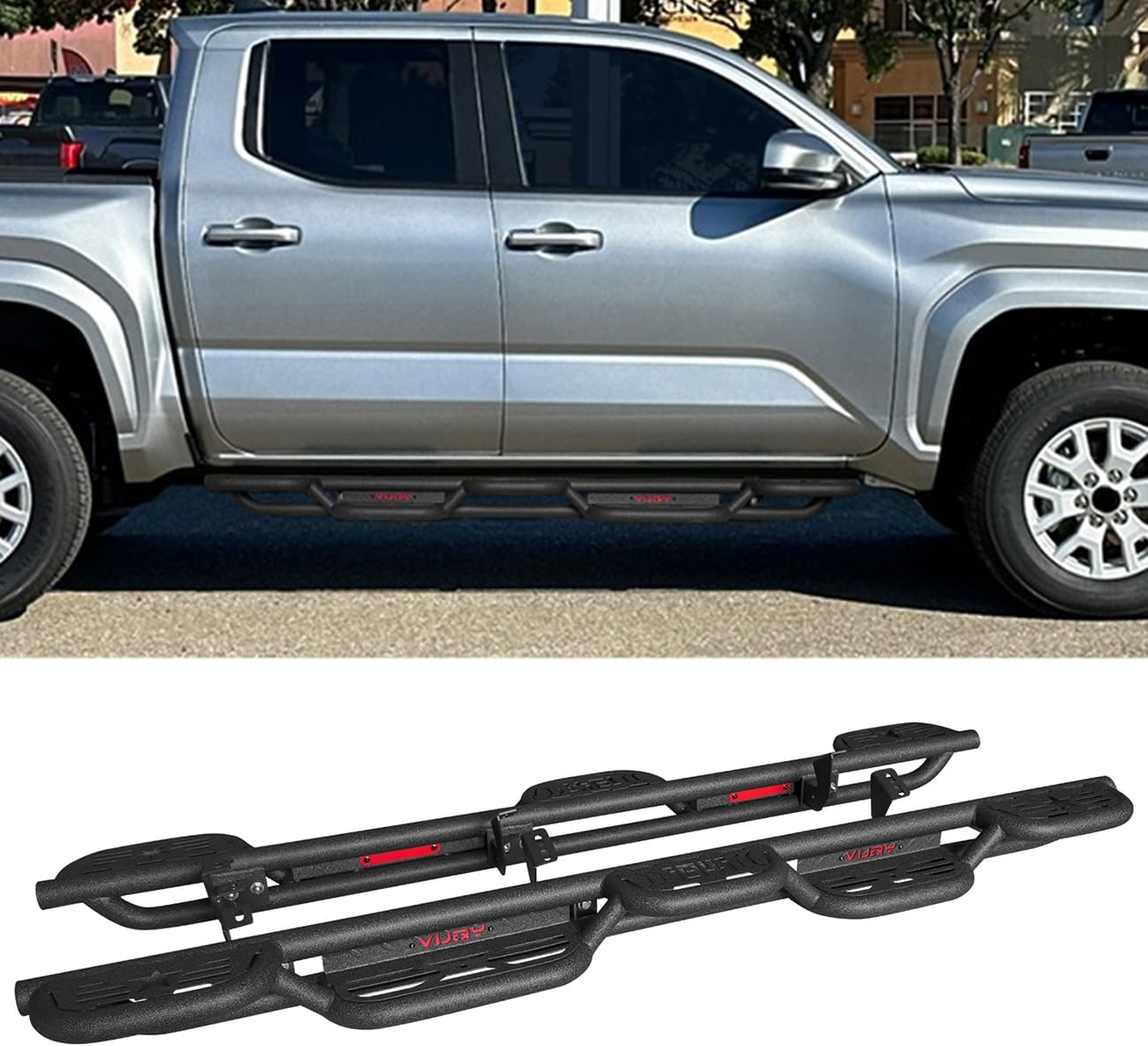VIJAY Side Step Bars Running Boards Fits 2024-2026 Tacoma Double and 2024-2026 Tacoma Crew cab (Style B)