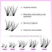 Vista 3 de VEYESBEAUTY Extensiones de Pestañas en Racimos Banda Delgada e Invisible DIY Pestañas Postizas Individuales Serie de Cinco Segundos