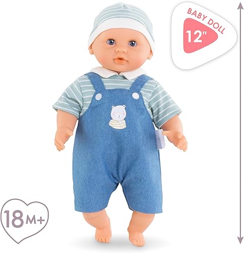 Miniatura 3 de Corolle Bébé Calin Mael - Muñeca de cuerpo suave de 12 pulgadas con traje azul, ojos durmiendo que se abren y cierran, con aroma a vainilla,