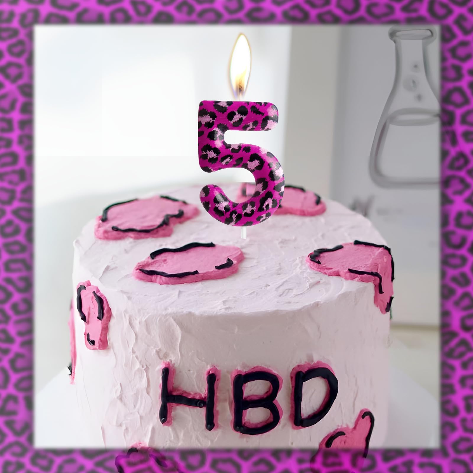 Velas de cumpleaños de leopardo rosa número 3, velas de cumpleaños con estampado de leopardo rosa, decoración de fiesta de leopardo rosa, pastel temático de animales de la selva para niñas, regalos de