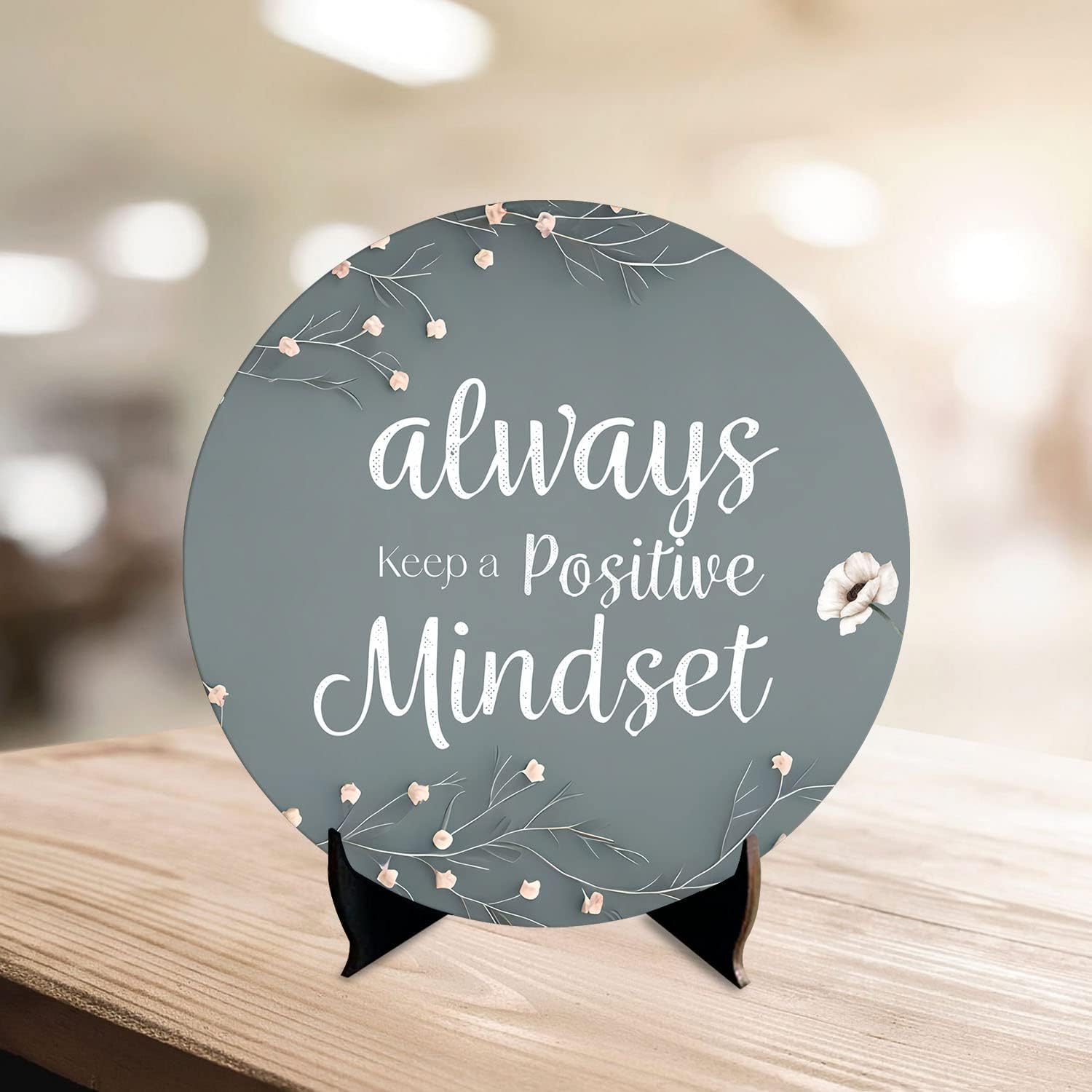 Artvibes Art Vibes Showpiece Idols And Figurines For Home And Office Decor|Wooden Stylish Quotes Always Keep A Positive Mindset For Table Desk|Living Room|Modern Art|Motivational Show Piece(Sp_1210)