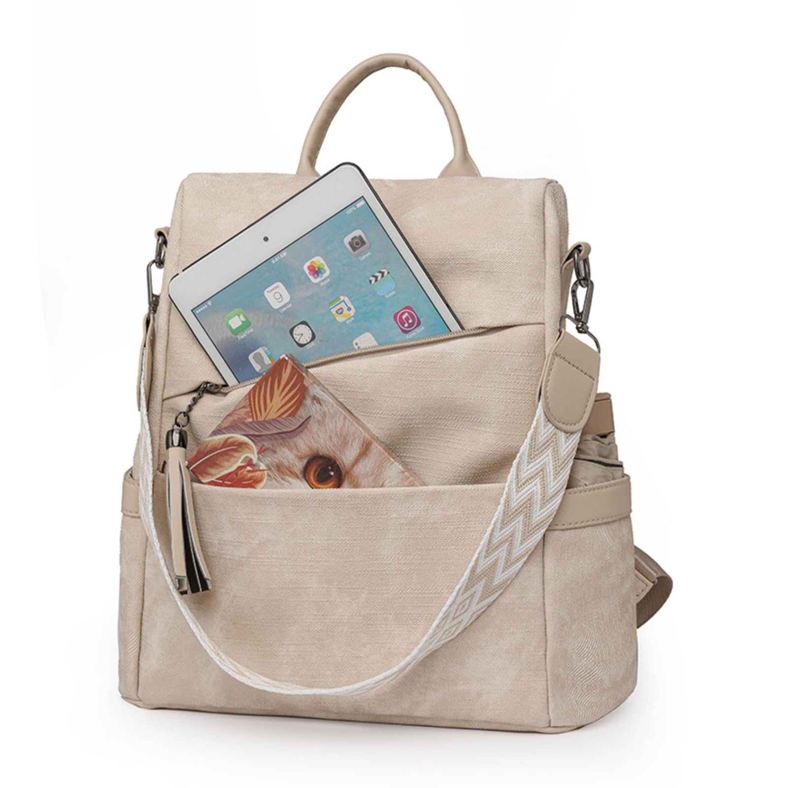 Mochila escolar Donne Vintage Textured Zaino, Borsa A Spalla Convertibile Grande capacità Moda Daypack per Ragazze Scuola Viaggio Giornaliero