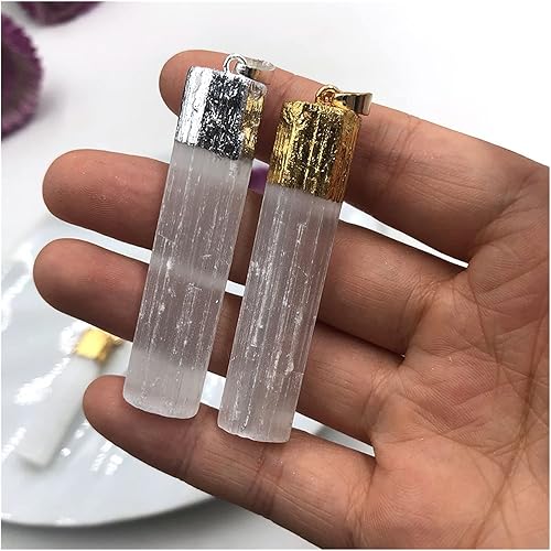 Miniatura 3 de Feng Shui Decorar 1 pieza de palillo de selenita natural al azar con colgante de cristal crudo piedra de cuarzo Reiki Regalo de yeso Artesanías