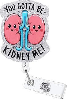 You Gotta Be Kidney Me Funny Badge Reel, Cute Retractable ID Card Badge Holder, Name Tag Work Badge Clip for Nephrologist Urologist RN LPN CNA MA Nursing Student Urology Nephrology Doctor, Nurse Gifts