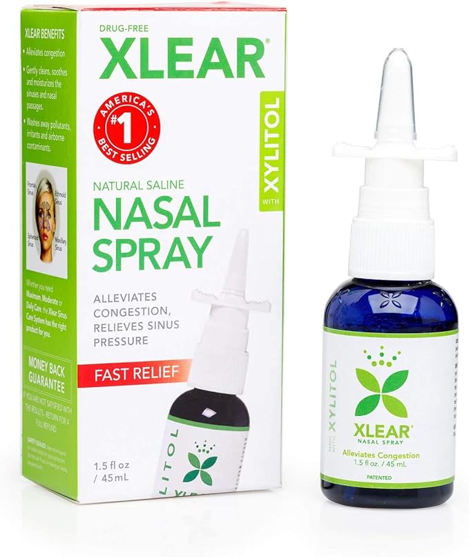 Xlear Adult Natural Saline Nasal Spray for Sinus and Allergy 1.5 Fl 45 ML