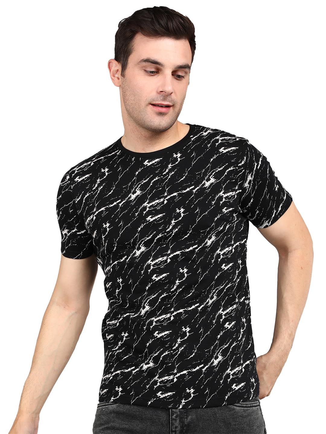 Urbano FashionMen's Printed Round Neck Half Sleeve Slim Fit Cotton T-Shirt