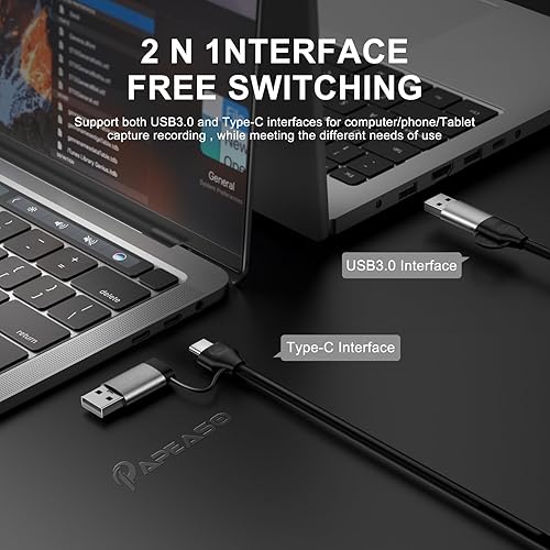 Miniatura 5 de Tarjeta de captura de video, 4K HDMI a USBUSB C 3.0, dispositivo de captura de video 1080P 60FPS, para transmisión, enseñanza, juegos,