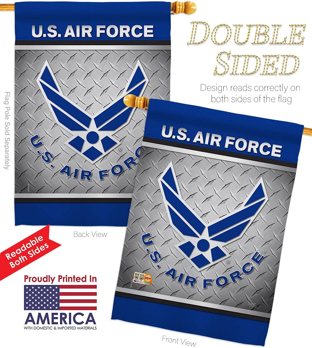 Air Force US House Flag Armed Forces USAF United State American Military Veteran Retire Official Small Decorative Gift Yard Banner Double-Sided Made In USA 28 X 40