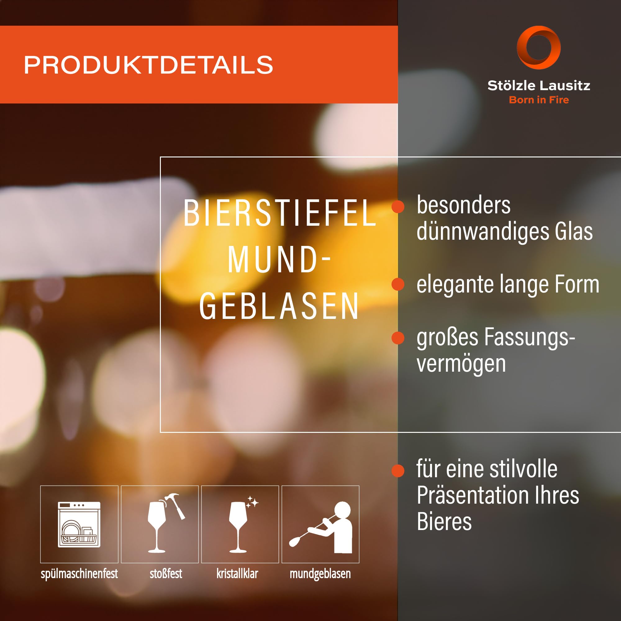 Oberglas Bierstiefel mundgeblasen 1 l | Mundgeblasene Bierstiefel und Stiefelgläser mit 1 Liter Volumen, originell als Bierglas und Geschenkidee