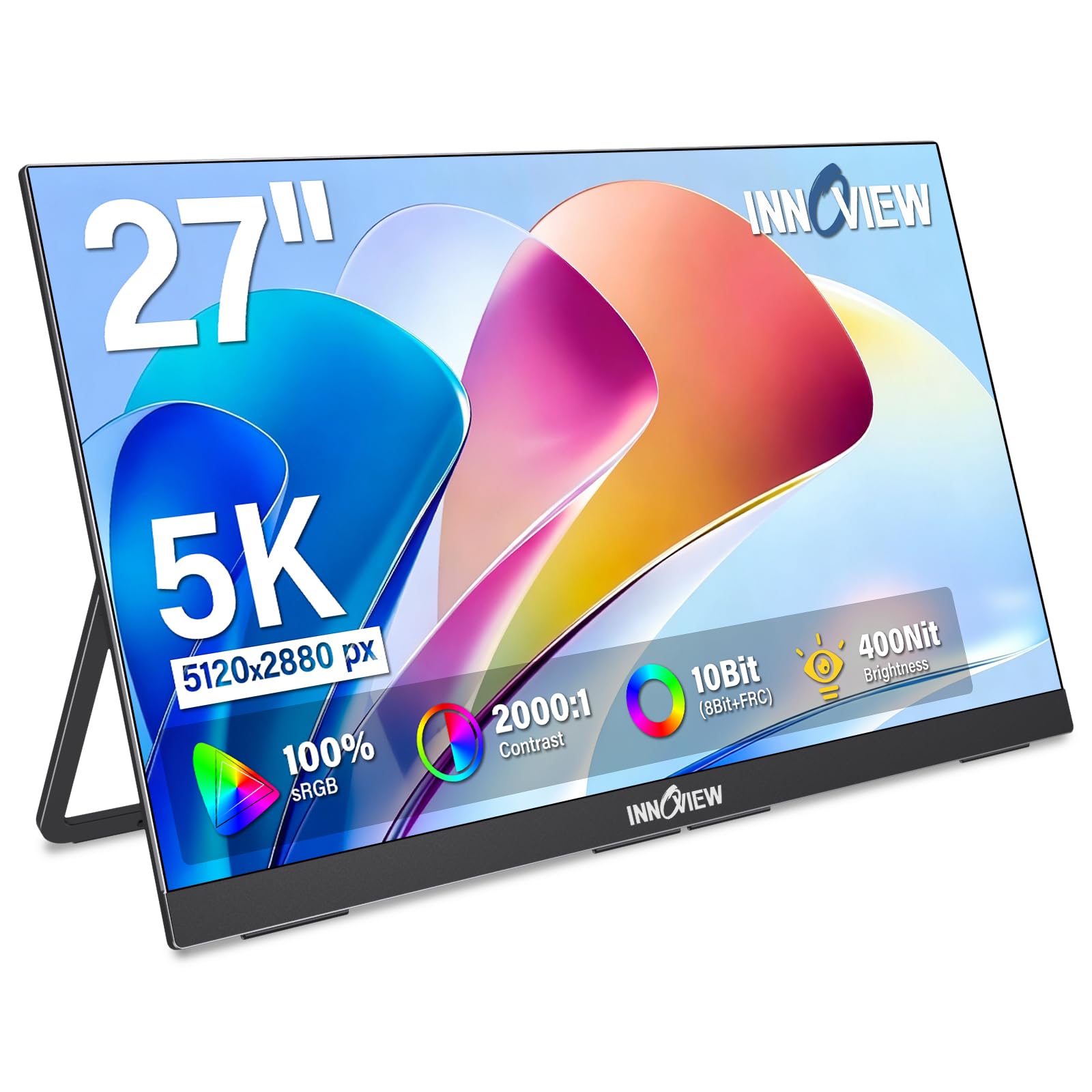 27 Inch 5K Portable Monitor 5120x2880 60Hz UHD IPS HDR, Large Portable Monitor for Laptop…