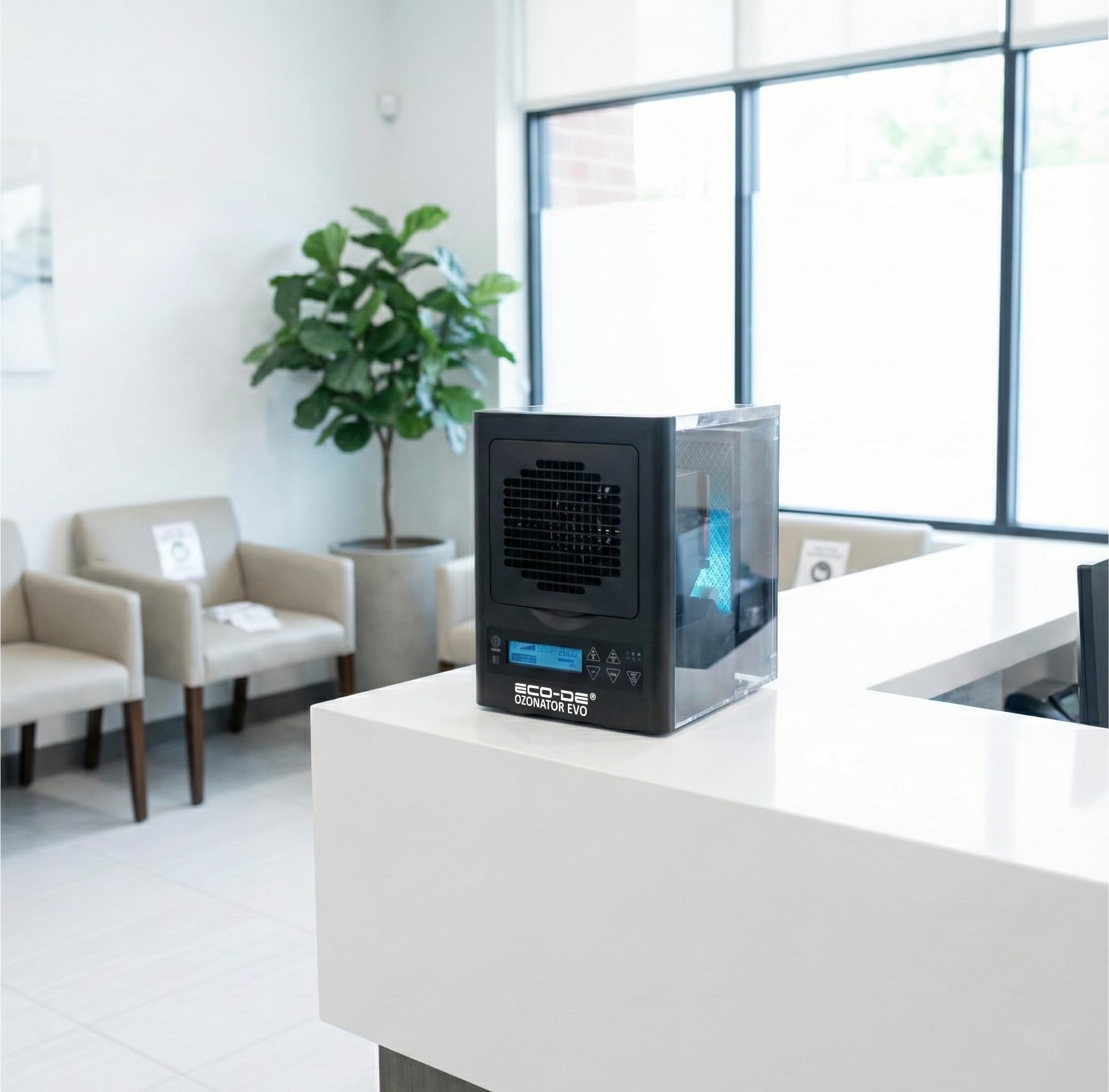 ECODE® Purificador de Aire con Ionizador y Sistema de 7 Filtros HEPA que Elimina Olores, Humo y Alérgenos Ideal para Oficinas y Clínicas