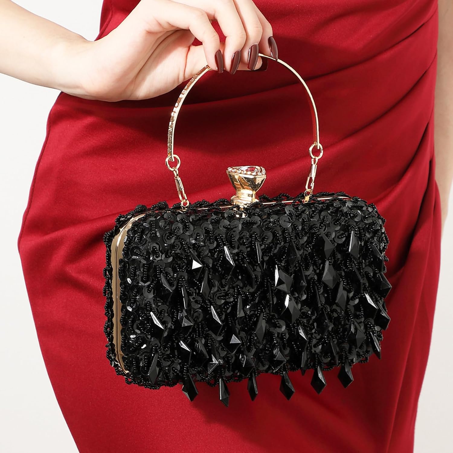 RomanticDesign Women Bling Evening Bag Fashion Embroidered Beaded Sequin Clutch Cocktail Wedding Party Purse - Image 2