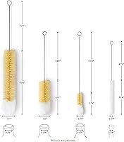 Vista 3 de Bambaw Juego de cepillos limpiadores de botellas 4 cepillos de limpieza Juego de limpiador de cepillos para botellas Cepillo para botellas