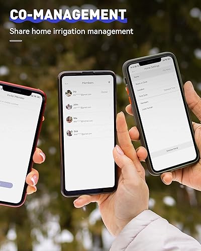 Miniatura 9 de RAINPOINT Temporizador de agua WiFi para manguera de jardín  6 planes separados, riego por galón y tiempo, modo de riego y niebla, fácil de usar,