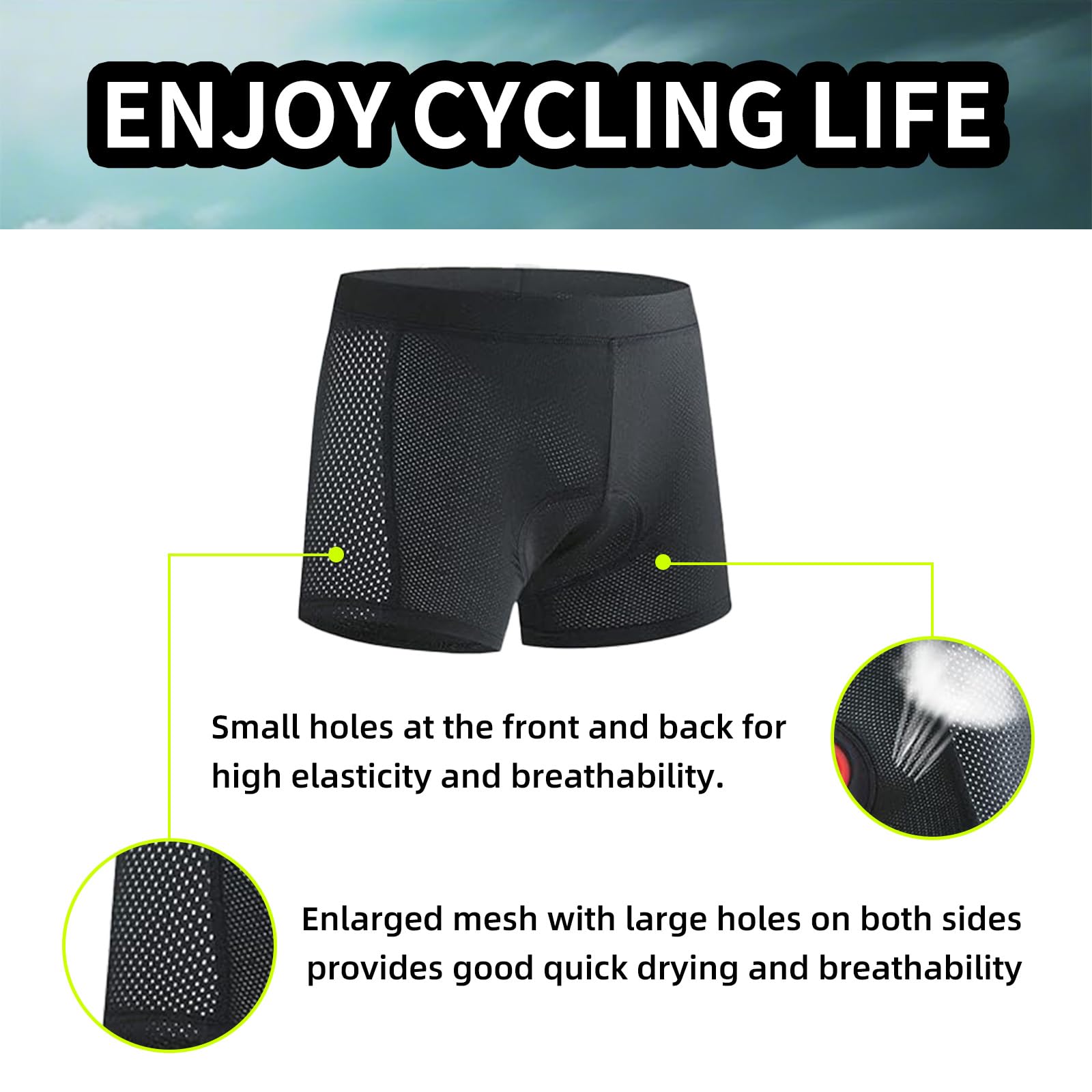 Culotte Ciclismo Hombre, 5D Acolchados Culote Ciclista Hombre Resistente a los Golpes Secado rápido Transpirable Pantalon Ciclista Acolchados Calzoncillos Ciclismo para MTB Ropa Ciclismo