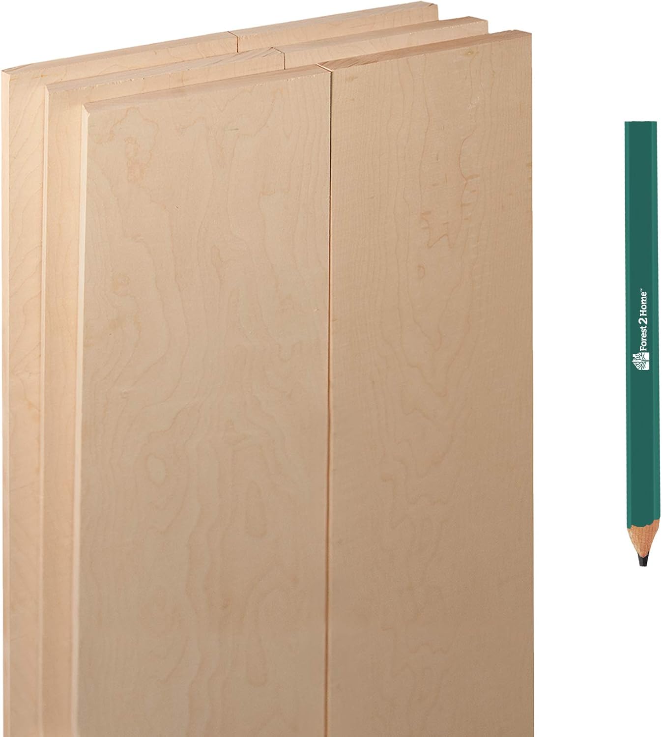 Forest 2 Home Hard Maple Bundle - 1 X 6 X 48 inches - 6 Board Pack - Kiln Dried Hardwood - S2S - Includes Carpenter Pencil