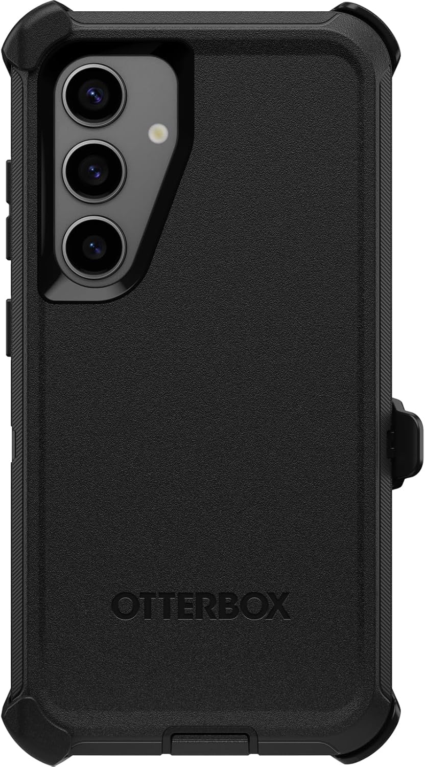 OtterBox Samsung Galaxy S24 Defender Series Case - Single Unit Ships in Polybag, Ideal for Business Customers - BLACK, rugged & durable, with port protection, includes holster clip kickstand