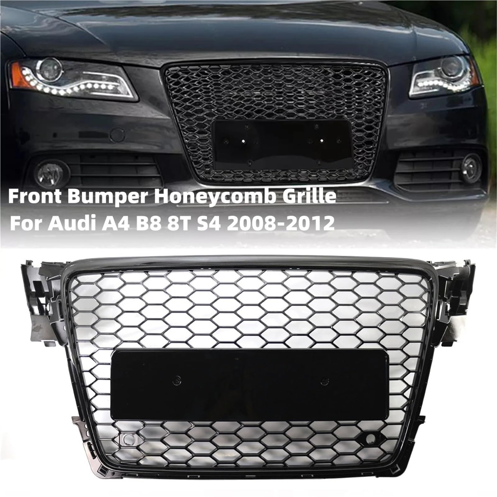 Przedni zderzak siatka plastra miodu pasuje do Audi A4 B8 8T S4 2008-2012 RS4 styl przedni grill osłona grilla grill chłodnicy