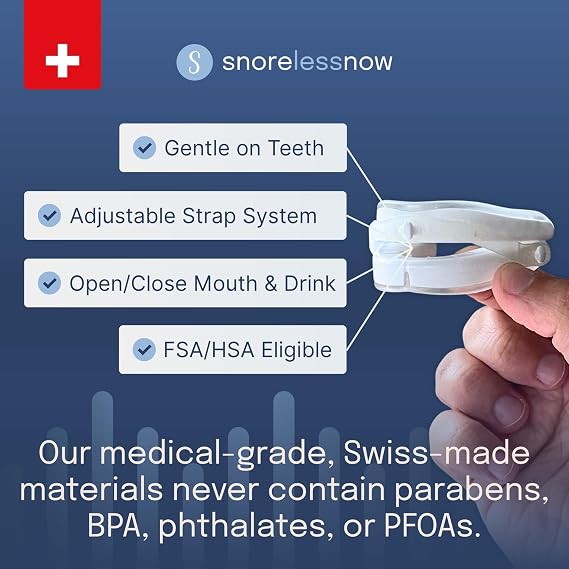 Somnofit-S Anti-Snore Mouth Guard by SnoreLessNow | Made in Switzerland | FDA Cleared | Most Comfortable Anti Snoring Mouthpiece | Sleep Tight Mouth Guard | Adjustable Snoring Solution for Men & Women