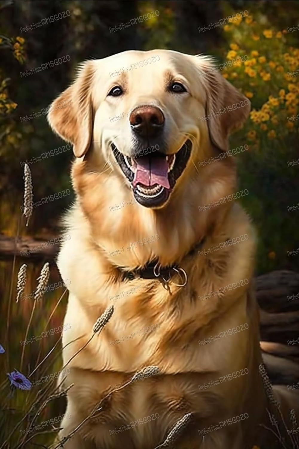 RMSGOZO DIY Cute Golden Retriever Diamond Art Kits for Adults, Exquisite Full Round Crystal Gemstone Art Cross Stitch Diamond Painting Kits for Children 20X20 Inch, for Room Decor Bathroom Decor