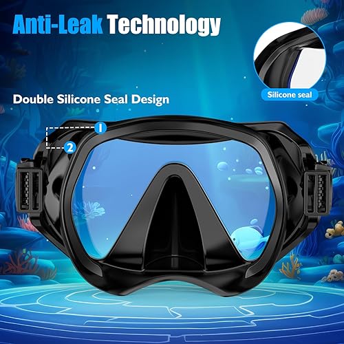 Miniatura 3 de Snorkeling Gear for Adults, Dry-Top Snorkel Set Scuba Diving mask, Snorkel Mask, Panoramic Anti-Leak Anti-Fog Tempered Glass Lens, Swimming Training