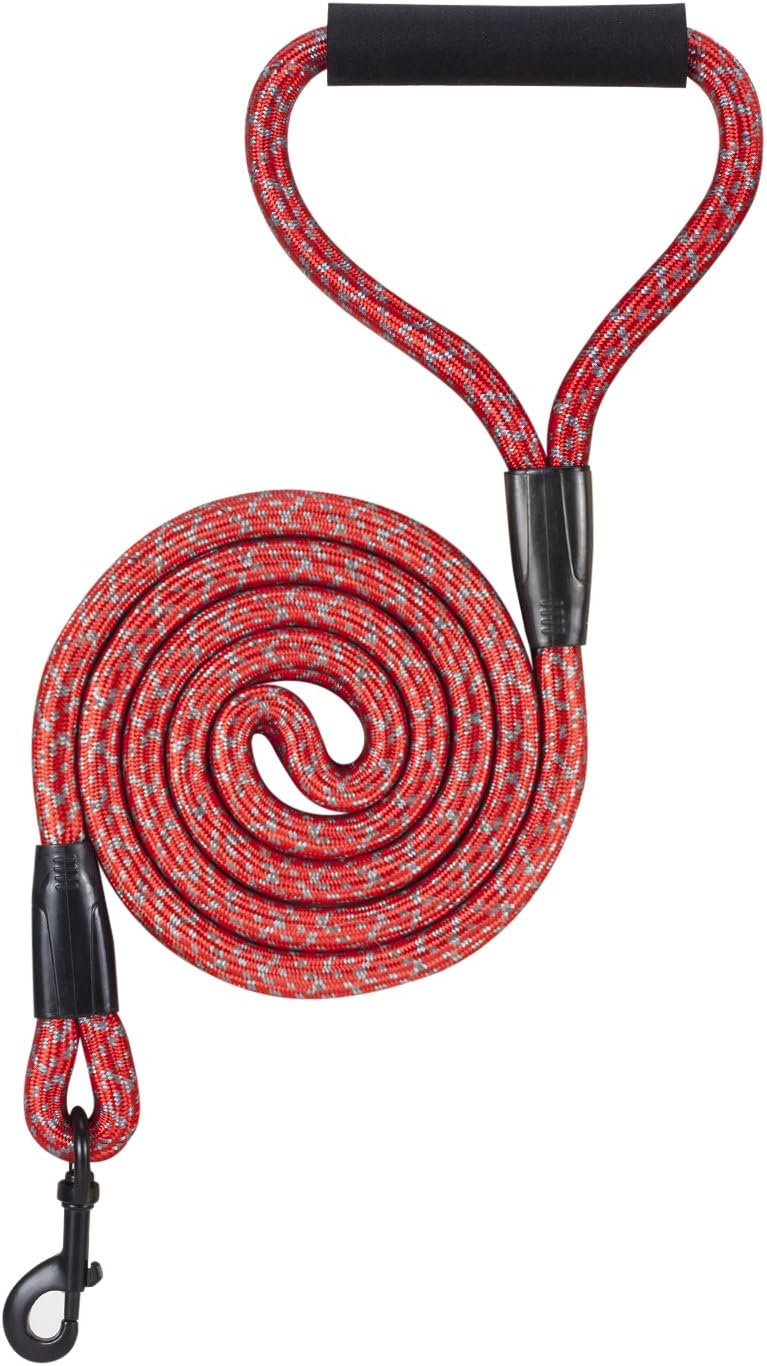 11Z Reflective Mountain Climbing Rope Dog Leash Red 4 or 6 FT Long Sturdy Nylon Suitable for Small Medium Large Dogs Cat Lead