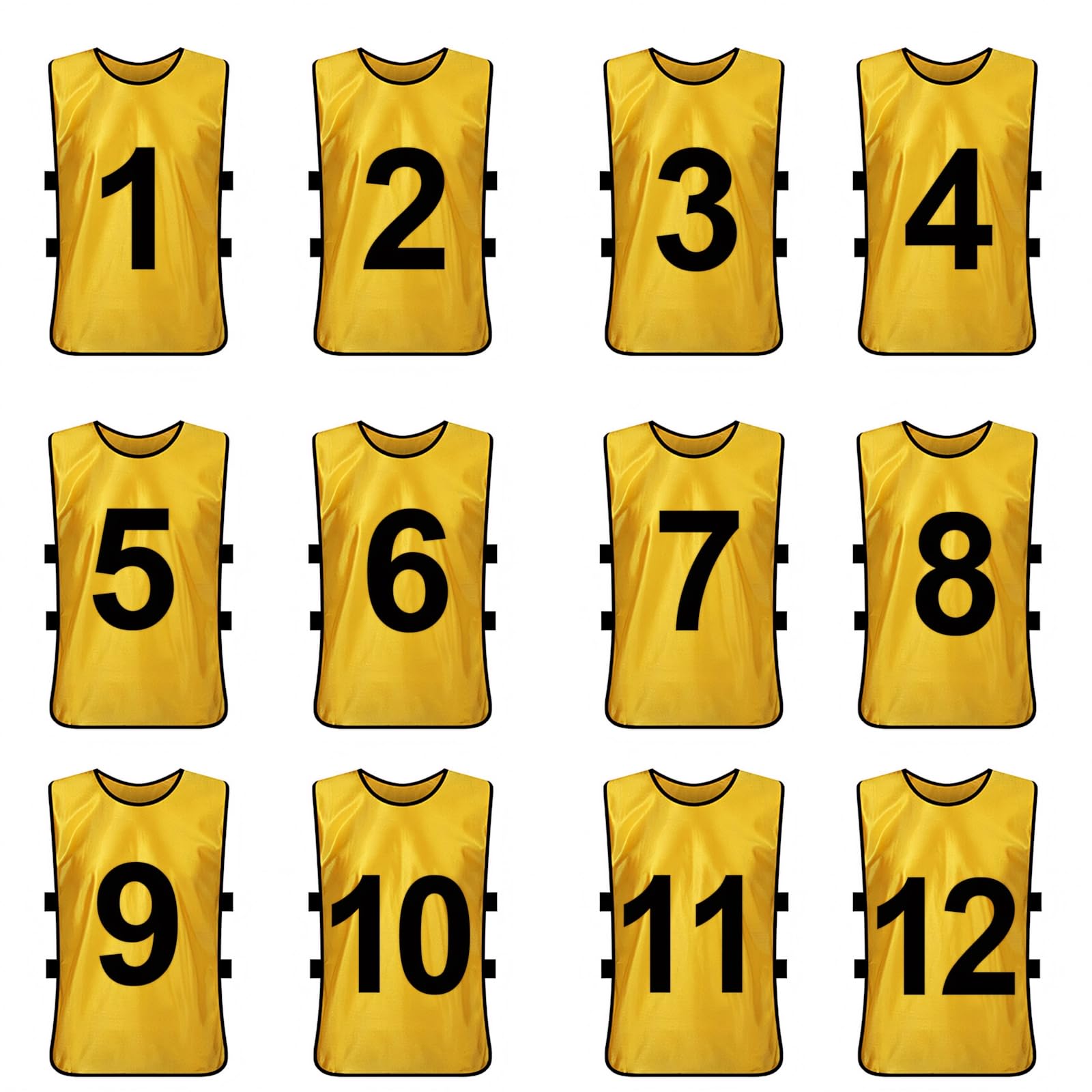 TopTie 12er-Set Trainingswesten Sport Trikot Leibchen Markierungshemd für Fußball, Basketballtraining Mummer1-12
