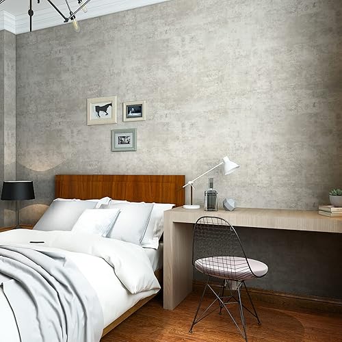 Miniatura 5 de CRE8TIVE Papel tapiz de hormigón gris topo de 24 x 708 pulgadas de ancho, papel de contacto de cemento beige para encimera, textura industrial,