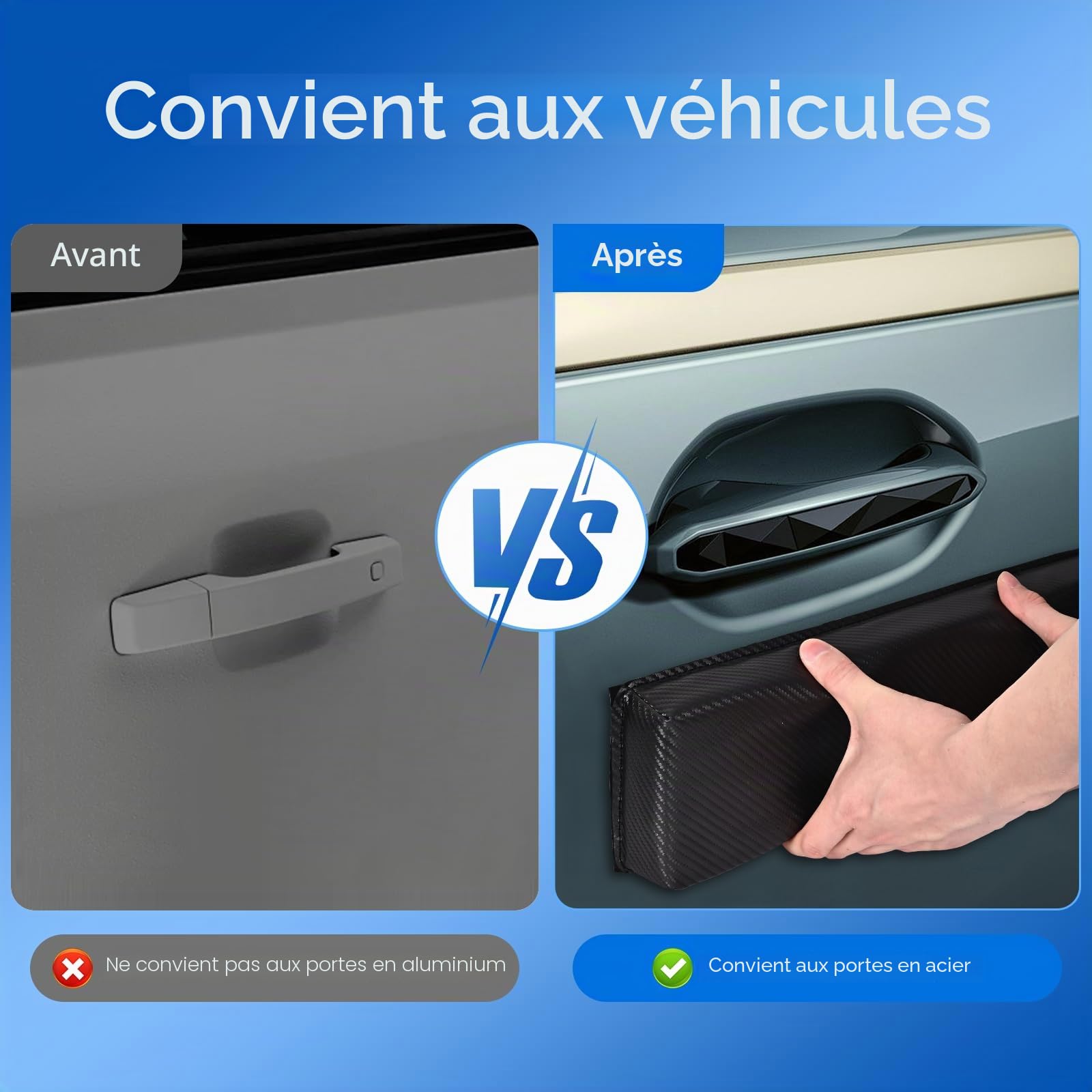 Hivexagon Protection magnétique pour Cadre de portière de Voiture - en Fibre de Carbone Vinyle Souple et Amovible - pour protéger Les encadrements de portières et Les Chocs - 80 cm (Noir)