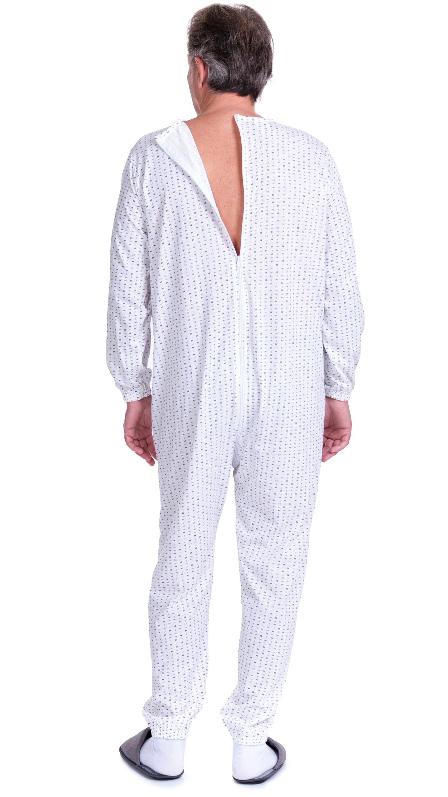 FERRUCCI COMFORT Pijama sanitario de invierno afelpado con cremallera dul lomo, 9017-F, 100% algodón, ideal para ancianos, Alzheimer, demencia, antiextracción, incontinencia