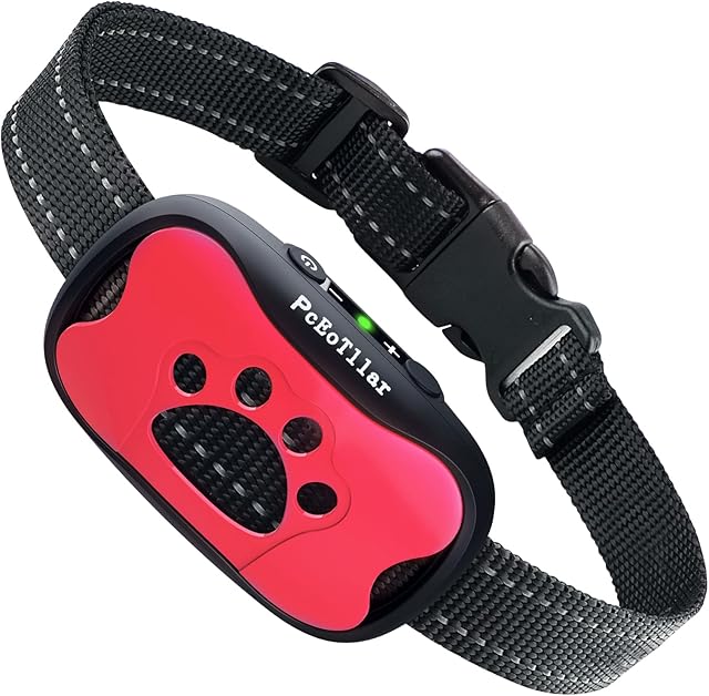 Anti Bark Collar Rechargeable for Small Medium Large Dogs No Shock Anti Barking Dog Collars Stop Dog Barking Device 7 Sensitivities Beep & Vibration Mode, No Bark Collar Training Dogs No Barking, Pink